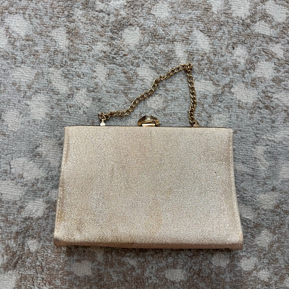 Vintage 1940s Gold Glitter Evening Clutch Bag